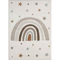 The carpet Alfombra infantil moderna arcoíris estrellas, crema, 200 x 280 cm