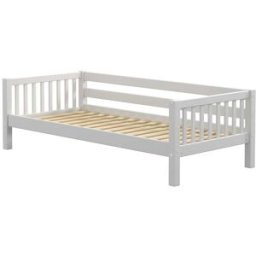 Furnlux Cama individual infantil de madera maciza de pino color blanco 90x200
