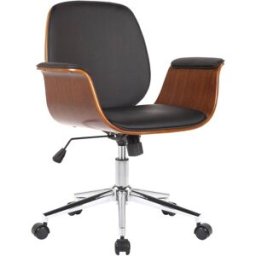 CLP Silla de oficina giratoria regulable en madera nogal/negro