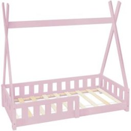 ML-Design Cama infantil tipi 70x140 cm color rosa con anticaída y somier