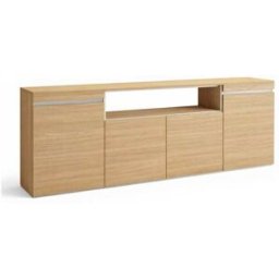 duehome Aparador de 4 puertas y 1 estante versátil 203 cm roble arena blanco