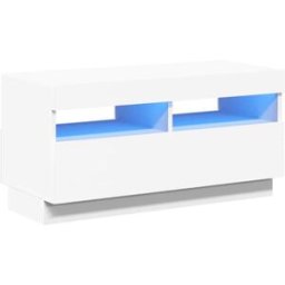 Maison Chic Mueble tv con luces led madera blanco 80x35x40 cm