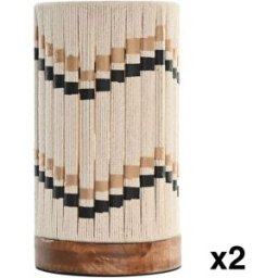NIYLO Conjunto de 2 lámparas sobremesa en algodón beige 16x16x28 cm