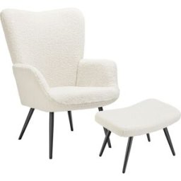 Tectake Sillón tapizado 72 x 76 x 100,5 cm bouclé crema/negro