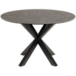 Drawer Mesa de comedor redonda de 4 plazas en cerámica y metal - castaño
