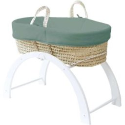 Premiers Moments Moisés con funda de algodón orgánico verde - soporte reversible blanco