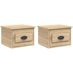 Maison Chic Juego de 2 mesita de noche de pared madera marrón 41,5x36x28 cm