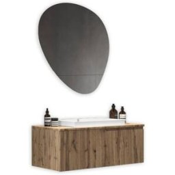 AQA DESIGN Mueble de baño 3 piezas en mdf roble