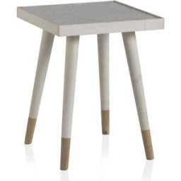 GEESE HOME Mesita auxiliar madera de abeto color blanco