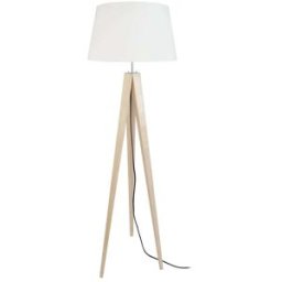 Tosel Lámpara de pie trípode madera natural pantallo crudo