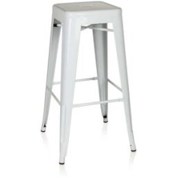 hjh OFFICE Taburete de bar metal blanco
