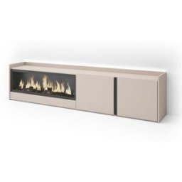Skraut home Mueble tv efecto madera beige 212x35x50cm chimenea efecto fuego