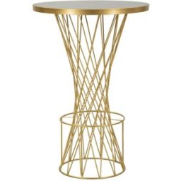 Mauro Ferretti Mesa de bar de metal dorado y cristal cm ø 70x103