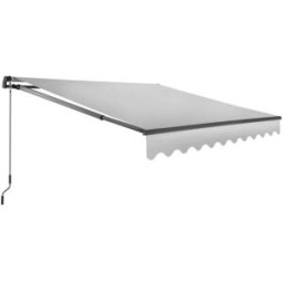 Tectake Toldo con brazo articulado y soporte pared, 250 x 200 cm, gris claro