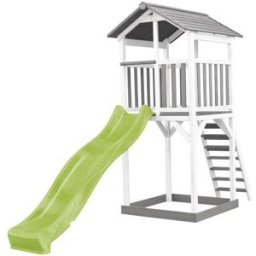 Axi Parque infantil con tobogán verde claro, arenero, madera, blanco/gris