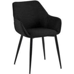 CLP Silla de comedor con reposapiés en tela negro