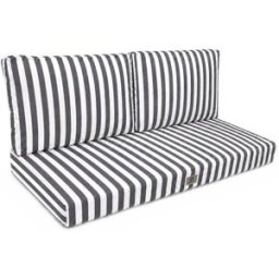 Deco Arts Cojines para sofá jardín 120x60cm - rayas gris oscuro