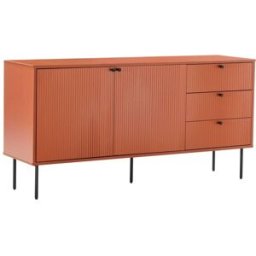 Oviala Aparador 2 puertas y 3 cajones decoración melamina 150 cm naranja
