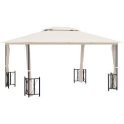 Maison Chic Cenador de jardín con paredes laterales aluminio crema 300x400 cm