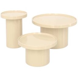 Maison Pavane Conjunto de 3 mesas bajas lacadas blancas en mdf