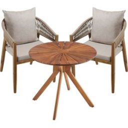Tectake Conjunto jardín 3 piezas, madera acacia, resistente intemperie, arena