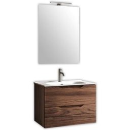 AQA DESIGN Mueble de baño con espejo de 4 piezas en mdf roble oscuro