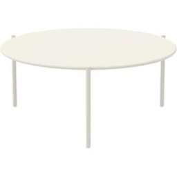 MondoViro Mesita baja redonda de metal 90x90 cm 40h blanco perla