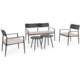 Bizzotto Sala de estar de acero con mesa de centro antracita