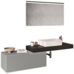 AQA DESIGN Mueble de baño 4 piezas en mdf antracita/gris mate