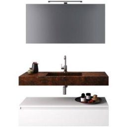 AQA DESIGN Mueble de baño de 5 piezas en melamina corten/blanco