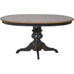 Robin des Bois Mesa redonda de roble con 1 extensión para 4/6 cubiertos negra