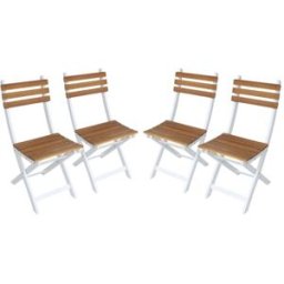 sweeek Silla de jardín plegable madera de acacia, set de 4, blanco