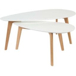 White label Juego de 2 mesas auxiliares de madera blanca