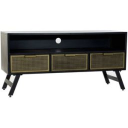 NIYLO Mueble tv de acero negro 125x41x62 cm