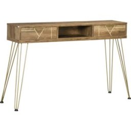 Homcom Mesa consola 120x29x79 cm bronce