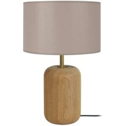 Tosel Lámpara de mesa madera natural pantalla taupe