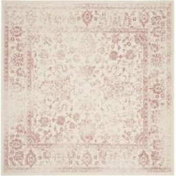 Safavieh Alfombra vintage de polipropileno blanco/rosa, 152 x 152 cm
