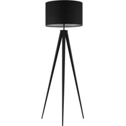 Tectake Lámpara de pie con pantalla de tela y base de trípode, negro