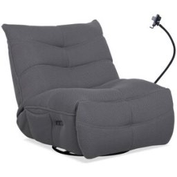Home Heavenly Sillón gaming con soporte para móvil tapizado en tela color gris