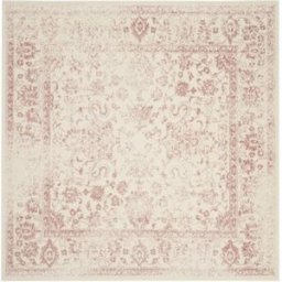 Safavieh Alfombra vintage de polipropileno blanco/rosa, 183 x 183 cm