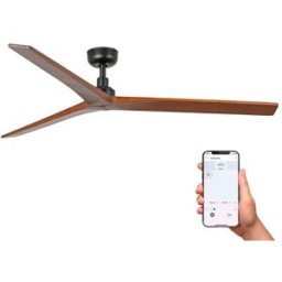 FARO BARCELONA Ventilador sin luz madera de pino nogal oscuro 150x150x24 cm