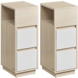 VASAGLE 2 mesitas de noche de 30 x 25 x 65 cm de color beige y blanco