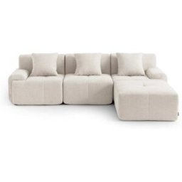 MILYsofa Sofá esquinero 3 plazas con chaise longue chenilla blanco marfil