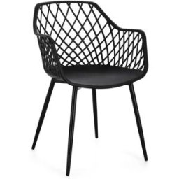 Bizzotto Juego de 6 sillas de comedor en acero y polipropileno negro
