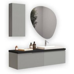 AQA DESIGN Mueble de baño 6 piezas en mdf gris mate