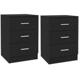Maison Chic Juego de 2 mesitas de noche aglomerado madera negro 38x35x56 cm