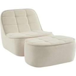 sweeek Sillón envasado al vacío de borreguito con reposapiés, blanco roto