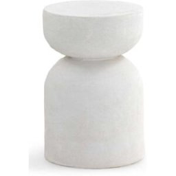 GEESE HOME Mesa auxiliar color cemento blanco de poliresina