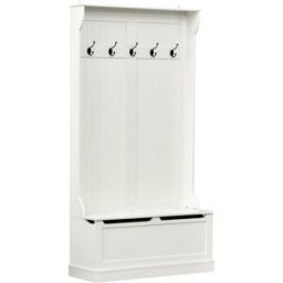 Homcom Perchero con banco 96x34x179,7cm crema