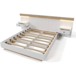 Urban Meuble Cama queen blanco y efecto madera 160*200cm